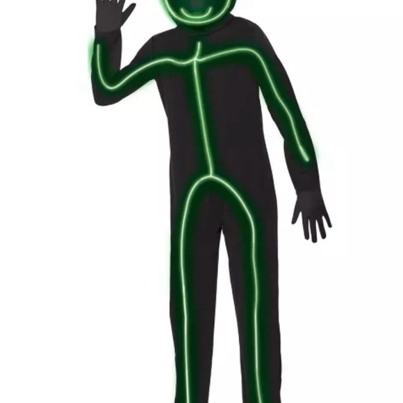 Spirit Neon Green Light-Up Stick Figure Costume for Kids - Picture 2 of 3
